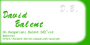 david balent business card